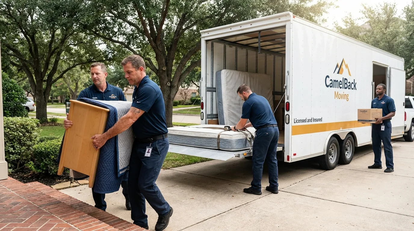 Crew loading residential truck for cross-state move from Mulino, OR