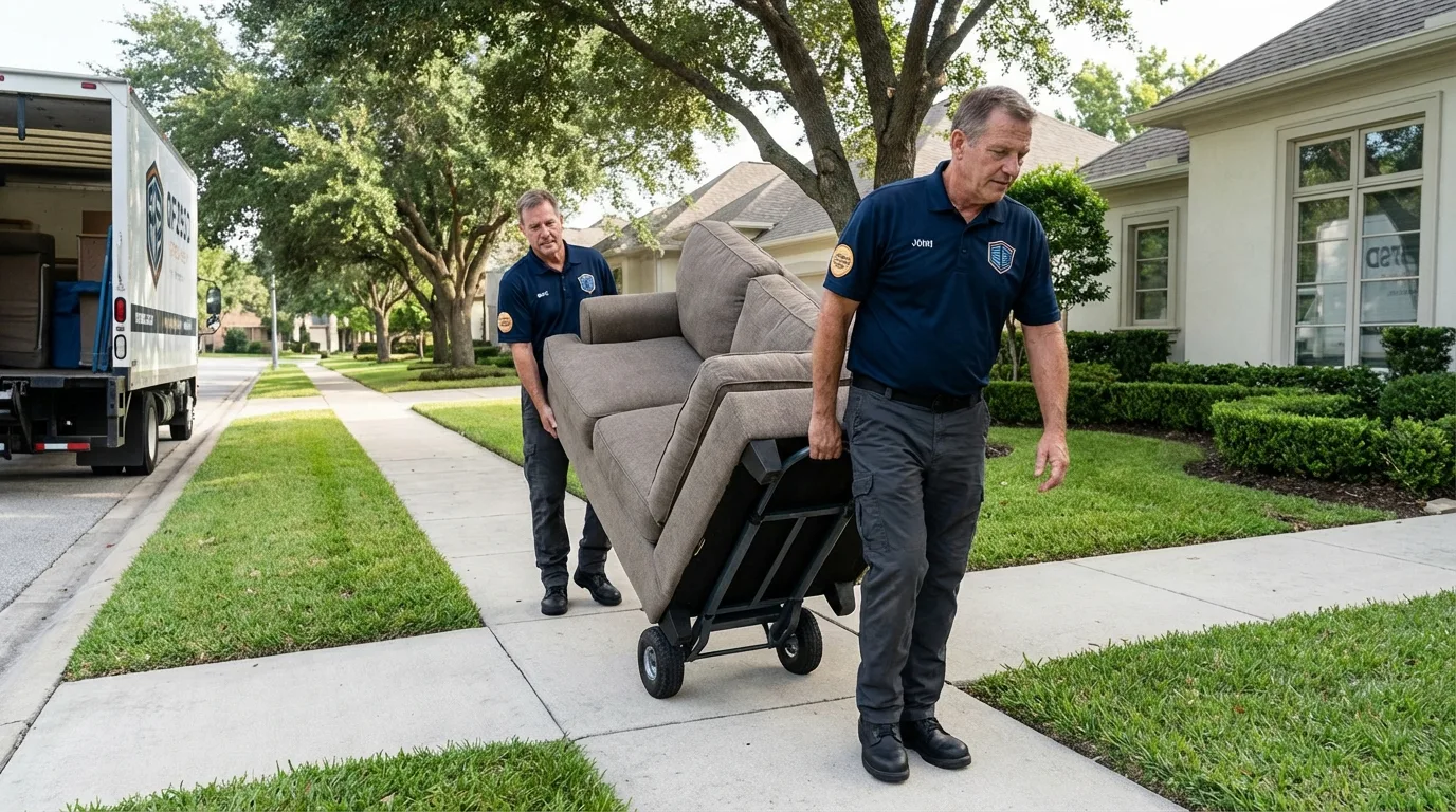 Local residential moving crew loading furniture in Mulino, OR