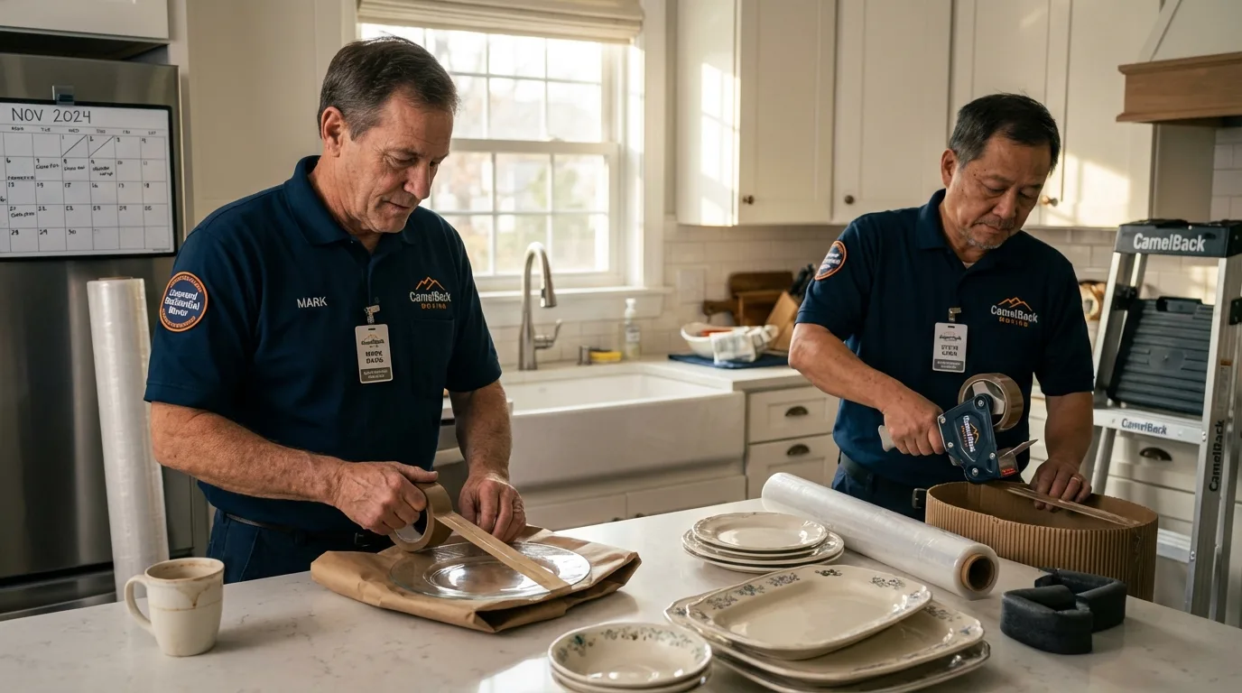 Professional crew packing kitchen dishware in Mulino, OR